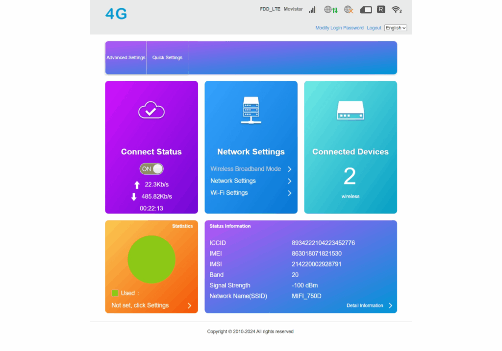 Selección de la opción APN en la configuración de la cámara 4G